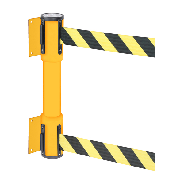 Queue Solutions WallMaster Twin 400, Yellow, 13' Yellow/Black CAUTION-WET FLOOR Belt WMTwin400Y-YBCWF130